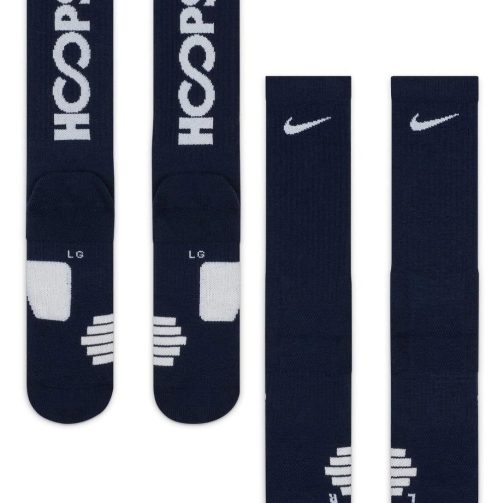 Nike- Elite Dri Fit Crew Socks HOOPS Navy/White SZ-L (8-12)- NWT- 2 Pairs - Picture 3 of 3